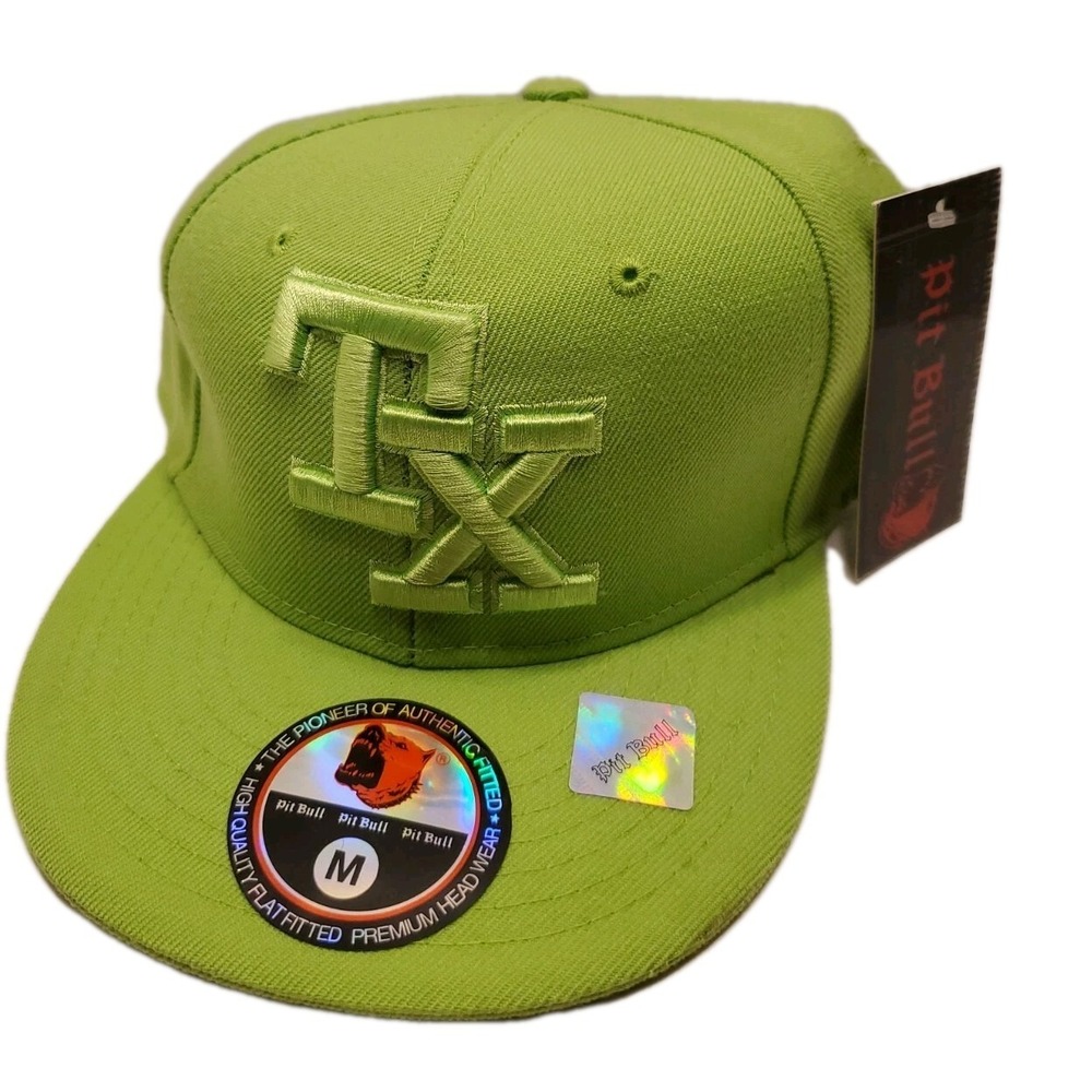 Pit Bull Fitted XL Green TX Flat Brim Hat Fashion Stylish Swag New Old Stock NOS